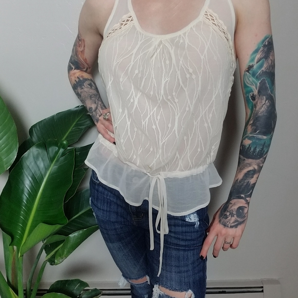 Sheer off white tank festival wear - Picture 2 of 6